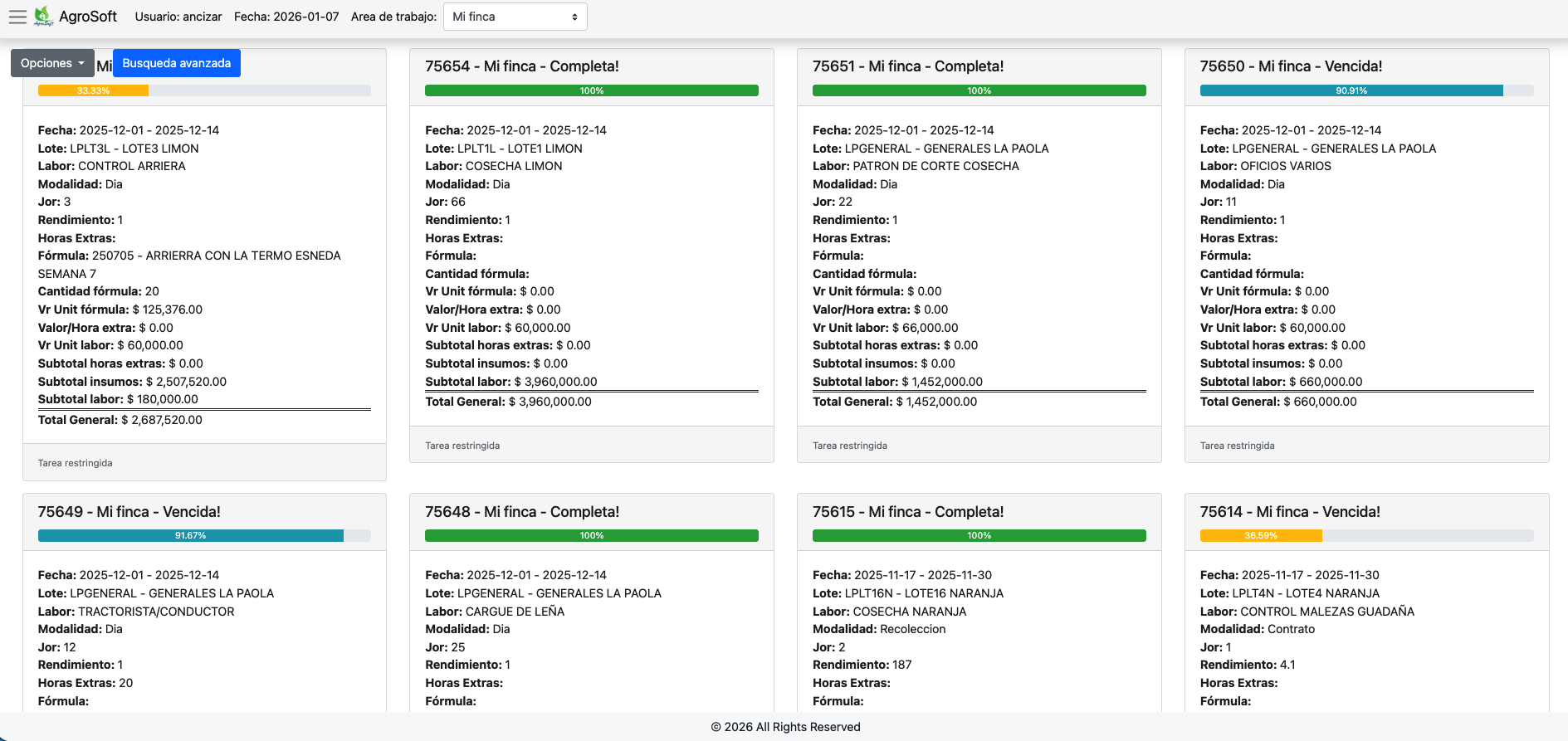 AgroSoft - Tablero de control